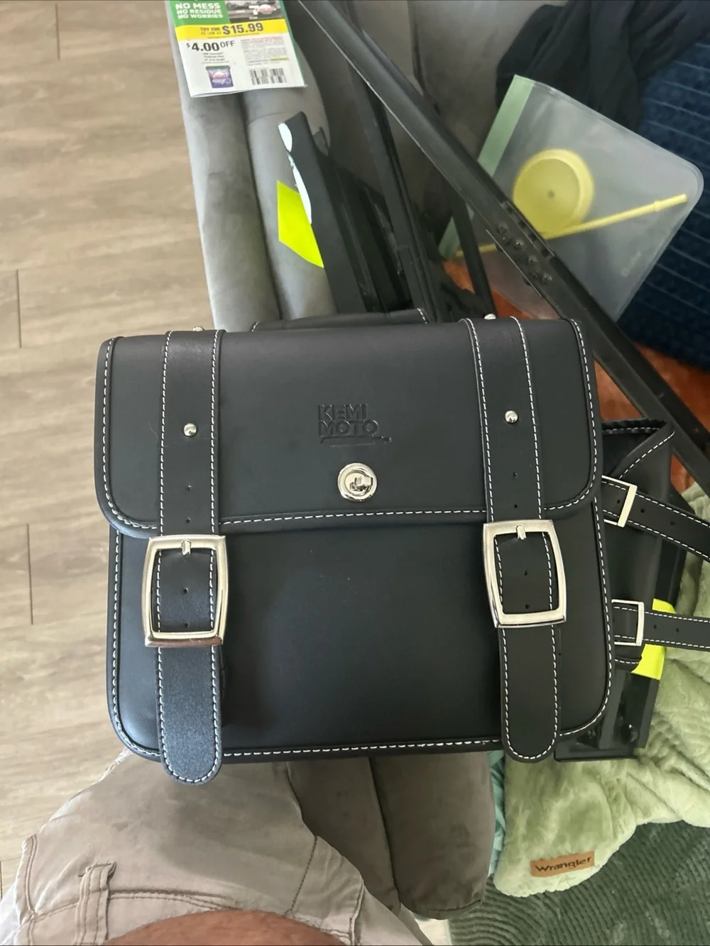 Kemi Moto leather motorcycle saddlebag